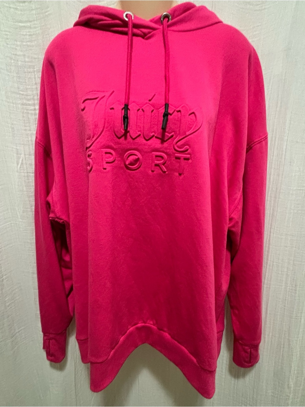 Juicy Couture Sport "Hyper Pink" Embossed Logo Pullover Hoodie Size XL